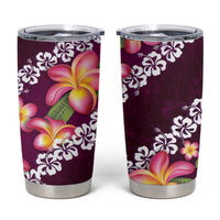 Pink Polynesia Tumbler Cup Plumeria With Hibiscus Pattern Tropical Vibes LT14 Pink - Polynesian Pride