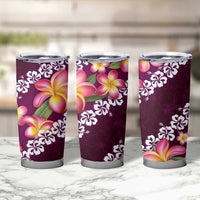 Pink Polynesia Tumbler Cup Plumeria With Hibiscus Pattern Tropical Vibes LT14 - Polynesian Pride