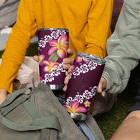 Pink Polynesia Tumbler Cup Plumeria With Hibiscus Pattern Tropical Vibes LT14 - Polynesian Pride