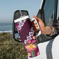 Pink Polynesia Tumbler With Handle Plumeria With Hibiscus Pattern Tropical Vibes LT14 - Polynesian Pride