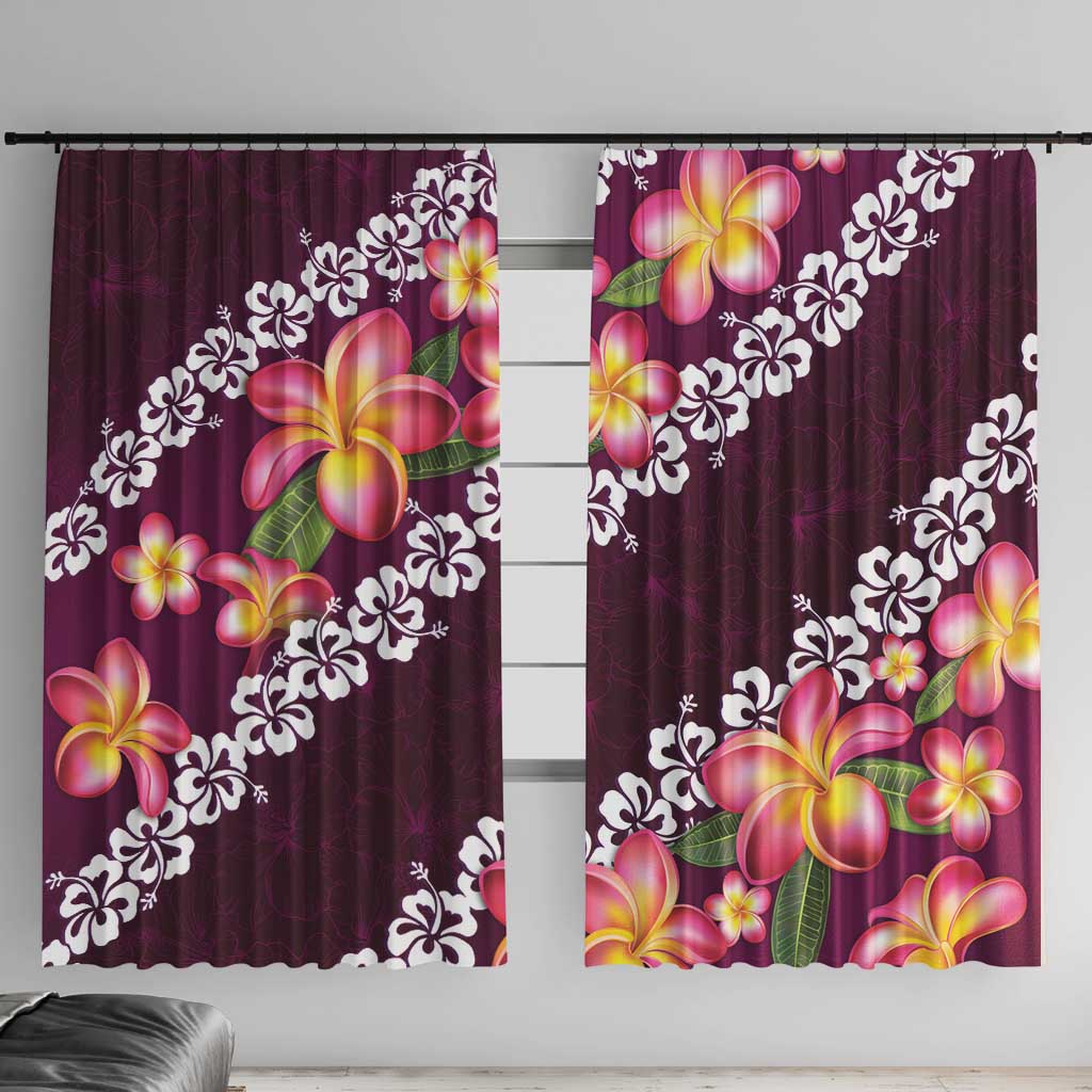 Pink Polynesia Window Curtain Plumeria With Hibiscus Pattern Tropical Vibes