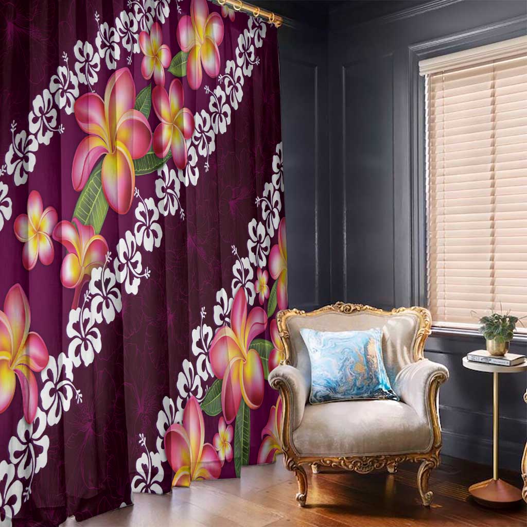 Pink Polynesia Window Curtain Plumeria With Hibiscus Pattern Tropical Vibes LT14 - Polynesian Pride
