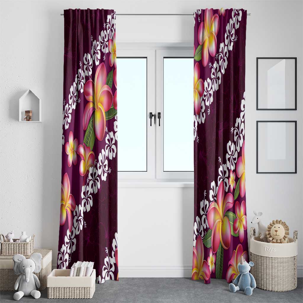 Pink Polynesia Window Curtain Plumeria With Hibiscus Pattern Tropical Vibes LT14 - Polynesian Pride
