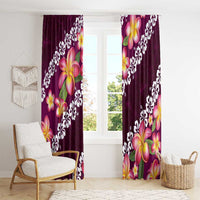 Pink Polynesia Window Curtain Plumeria With Hibiscus Pattern Tropical Vibes LT14 - Polynesian Pride
