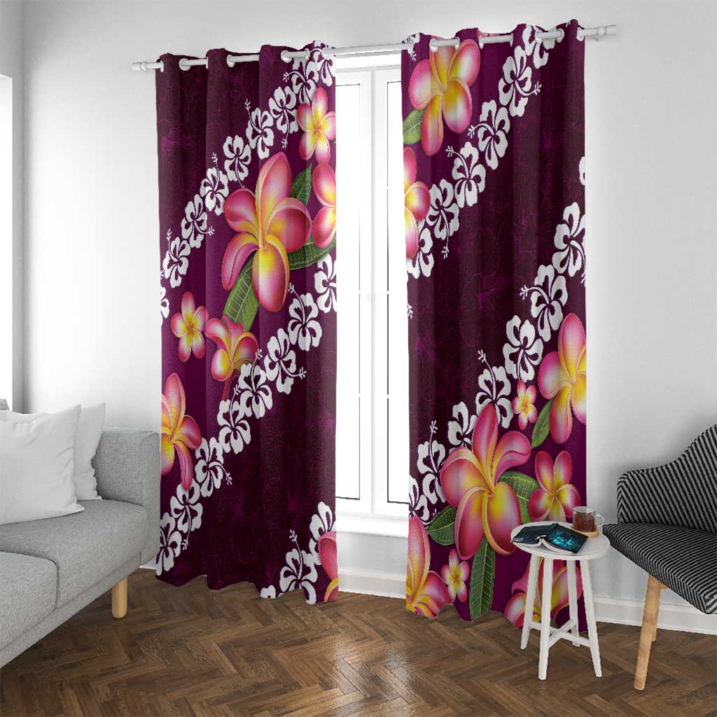 Pink Polynesia Window Curtain Plumeria With Hibiscus Pattern Tropical Vibes LT14 With Grommets Pink - Polynesian Pride