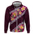 Pink Polynesia Zip Hoodie Plumeria With Hibiscus Pattern Tropical Vibes