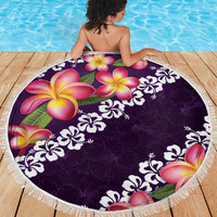 Purple Polynesia Beach Blanket Plumeria With Hibiscus Pattern Tropical Vibes LT14 - Polynesian Pride