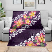Purple Polynesia Blanket Plumeria With Hibiscus Pattern Tropical Vibes LT14 - Polynesian Pride