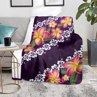 Purple Polynesia Blanket Plumeria With Hibiscus Pattern Tropical Vibes LT14 - Polynesian Pride