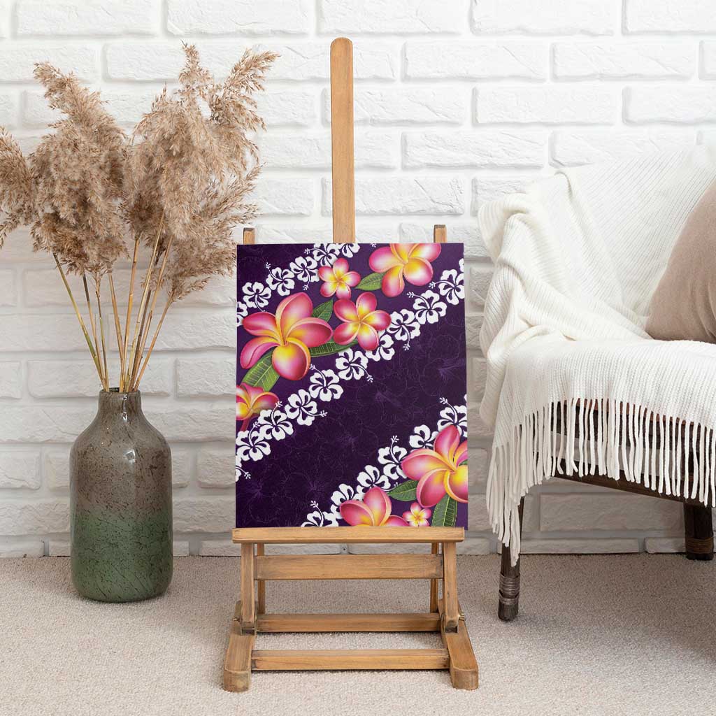 Purple Polynesia Canvas Wall Art Plumeria With Hibiscus Pattern Tropical Vibes LT14 - Polynesian Pride