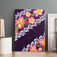 Purple Polynesia Canvas Wall Art Plumeria With Hibiscus Pattern Tropical Vibes LT14 - Polynesian Pride