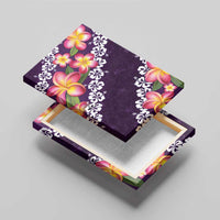 Purple Polynesia Canvas Wall Art Plumeria With Hibiscus Pattern Tropical Vibes LT14 - Polynesian Pride