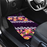 Purple Polynesia Car Mats Plumeria With Hibiscus Pattern Tropical Vibes LT14 - Polynesian Pride