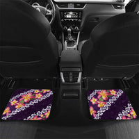 Purple Polynesia Car Mats Plumeria With Hibiscus Pattern Tropical Vibes LT14 Set 2pcs - Back Purple - Polynesian Pride