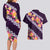 Purple Polynesia Couples Matching Long Sleeve Bodycon Dress and Hawaiian Shirt Plumeria With Hibiscus Pattern Tropical Vibes