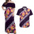 Purple Polynesia Couples Matching Off Shoulder Maxi Dress and Hawaiian Shirt Plumeria With Hibiscus Pattern Tropical Vibes