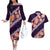 Purple Polynesia Couples Matching Off The Shoulder Long Sleeve Dress and Hawaiian Shirt Plumeria With Hibiscus Pattern Tropical Vibes