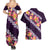 Purple Polynesia Couples Matching Summer Maxi Dress and Hawaiian Shirt Plumeria With Hibiscus Pattern Tropical Vibes