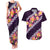 Purple Polynesia Couples Matching Tank Maxi Dress and Hawaiian Shirt Plumeria With Hibiscus Pattern Tropical Vibes