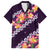 Purple Polynesia Family Matching Long Sleeve Bodycon Dress and Hawaiian Shirt Plumeria With Hibiscus Pattern Tropical Vibes