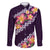 Purple Polynesia Family Matching Long Sleeve Bodycon Dress and Hawaiian Shirt Plumeria With Hibiscus Pattern Tropical Vibes