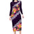 Purple Polynesia Family Matching Long Sleeve Bodycon Dress and Hawaiian Shirt Plumeria With Hibiscus Pattern Tropical Vibes