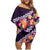 Purple Polynesia Family Matching Off Shoulder Short Dress and Hawaiian Shirt Plumeria With Hibiscus Pattern Tropical Vibes