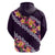 Purple Polynesia Hoodie Plumeria With Hibiscus Pattern Tropical Vibes