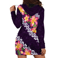 Purple Polynesia Hoodie Dress Plumeria With Hibiscus Pattern Tropical Vibes LT14 - Polynesian Pride
