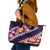 Purple Polynesia Leather Tote Bag Plumeria With Hibiscus Pattern Tropical Vibes