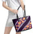 Purple Polynesia Leather Tote Bag Plumeria With Hibiscus Pattern Tropical Vibes