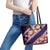 Purple Polynesia Leather Tote Bag Plumeria With Hibiscus Pattern Tropical Vibes