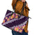 Purple Polynesia Leather Tote Bag Plumeria With Hibiscus Pattern Tropical Vibes