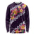 Purple Polynesia Long Sleeve Shirt Plumeria With Hibiscus Pattern Tropical Vibes