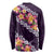 Purple Polynesia Long Sleeve Shirt Plumeria With Hibiscus Pattern Tropical Vibes