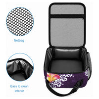 Purple Polynesia Lunch Bag Plumeria With Hibiscus Pattern Tropical Vibes LT14 - Polynesian Pride