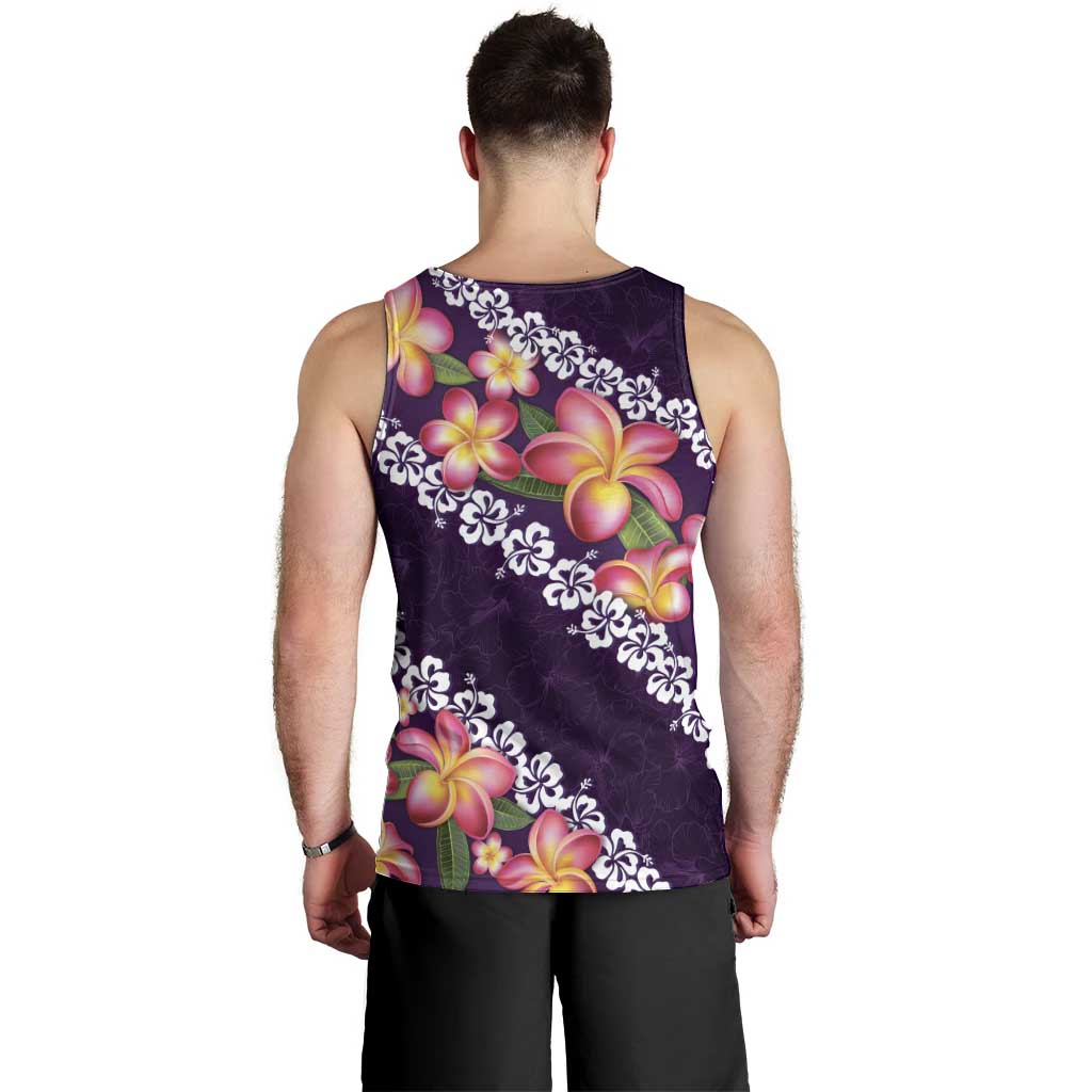 Purple Polynesia Men Tank Top Plumeria With Hibiscus Pattern Tropical Vibes LT14 - Polynesian Pride