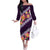 Purple Polynesia Off The Shoulder Long Sleeve Dress Plumeria With Hibiscus Pattern Tropical Vibes