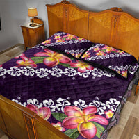 Purple Polynesia Quilt Bed Set Plumeria With Hibiscus Pattern Tropical Vibes LT14 - Polynesian Pride