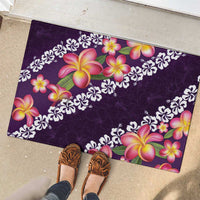 Purple Polynesia Rubber Doormat Plumeria With Hibiscus Pattern Tropical Vibes LT14 - Polynesian Pride