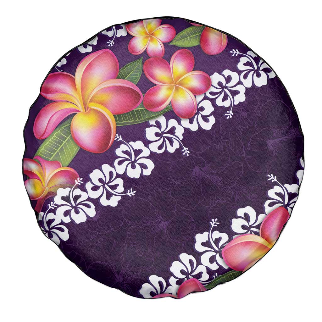 Purple Polynesia Spare Tire Cover Plumeria With Hibiscus Pattern Tropical Vibes LT14 - Polynesian Pride
