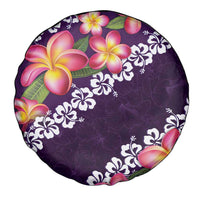 Purple Polynesia Spare Tire Cover Plumeria With Hibiscus Pattern Tropical Vibes LT14 - Polynesian Pride
