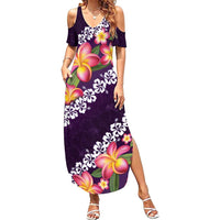 Purple Polynesia Summer Maxi Dress Plumeria With Hibiscus Pattern Tropical Vibes LT14 Women Purple - Polynesian Pride