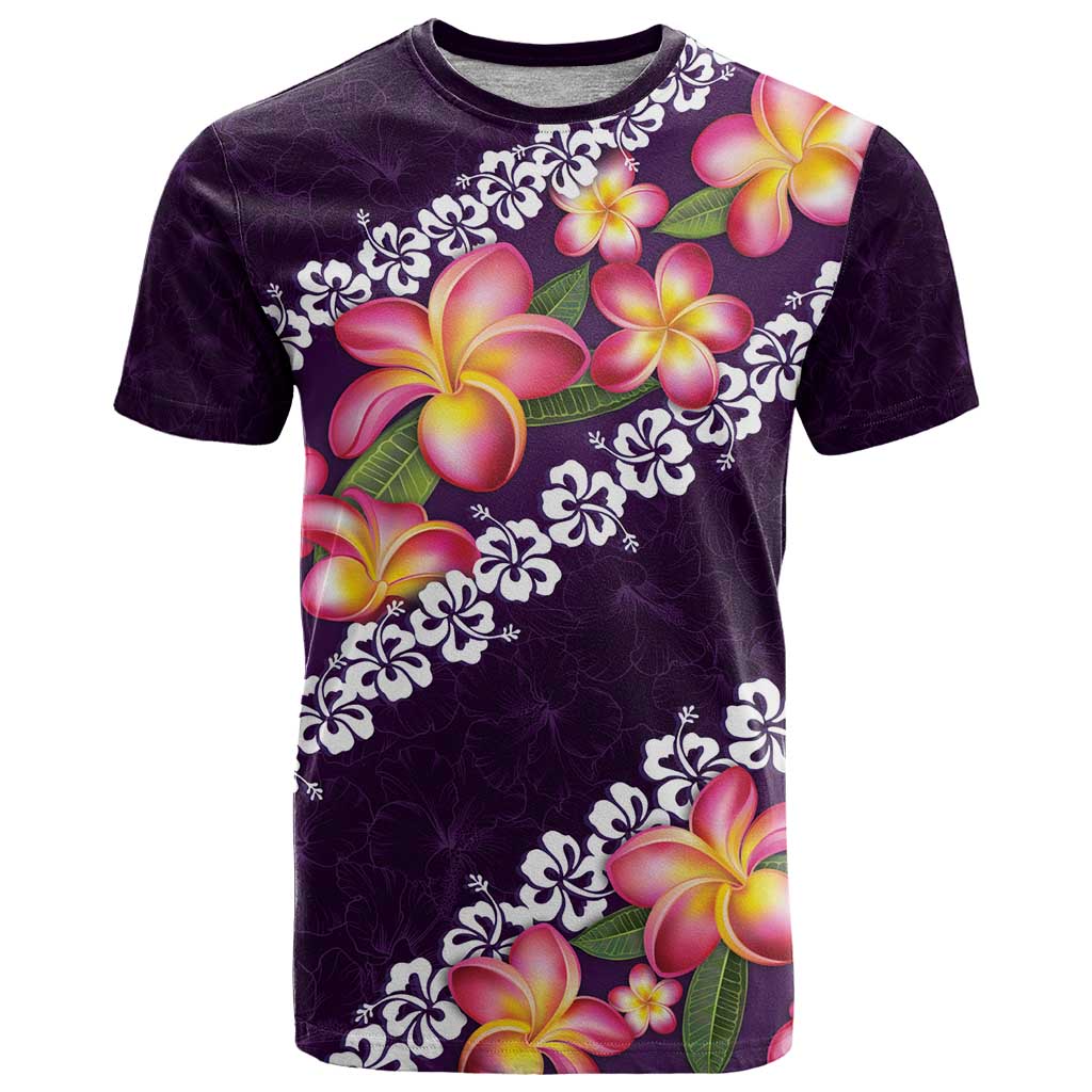 Purple Polynesia T Shirt Plumeria With Hibiscus Pattern Tropical Vibes