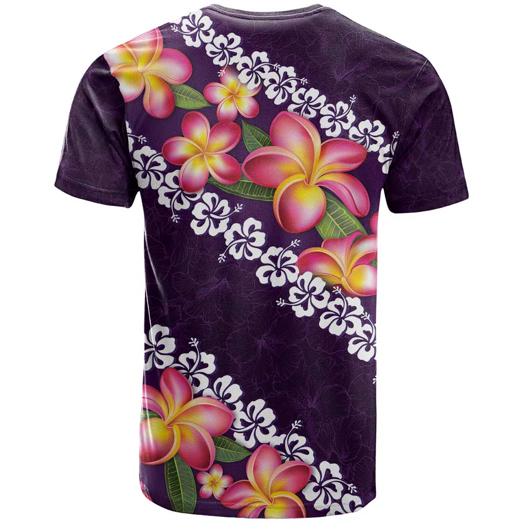 Purple Polynesia T Shirt Plumeria With Hibiscus Pattern Tropical Vibes