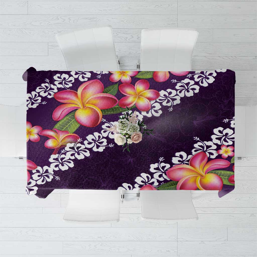 Purple Polynesia Tablecloth Plumeria With Hibiscus Pattern Tropical Vibes LT14 Purple - Polynesian Pride