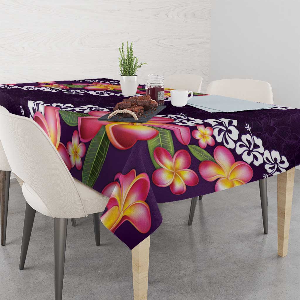 Purple Polynesia Tablecloth Plumeria With Hibiscus Pattern Tropical Vibes LT14 - Polynesian Pride