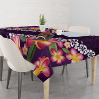 Purple Polynesia Tablecloth Plumeria With Hibiscus Pattern Tropical Vibes LT14 - Polynesian Pride