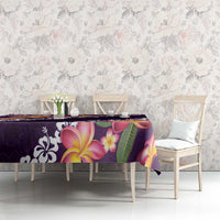 Purple Polynesia Tablecloth Plumeria With Hibiscus Pattern Tropical Vibes LT14 - Polynesian Pride