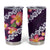 Purple Polynesia Tumbler Cup Plumeria With Hibiscus Pattern Tropical Vibes